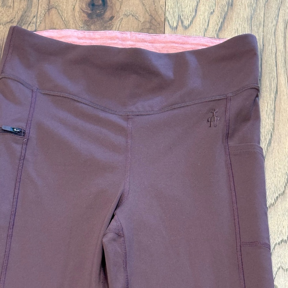 Smartwool Womens Merino Sport Fleece Lined Leggings Burgundy Plum Small Pocket - Picture 3 of 6
